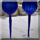 K10. Pair of handblown blue glass goblets. 